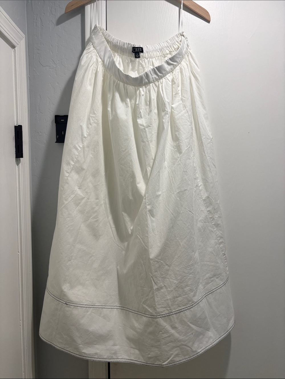 J. Crew White Contrast Stitch Maxi Skirt - Has Pockets!